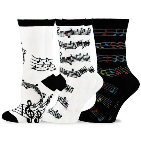 TeeHee Music Cotton Crew Socks for Women and Men 3-Pack