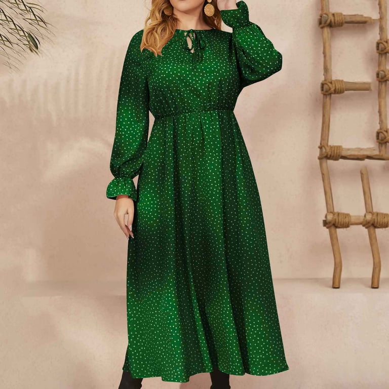 Women's Plus Size Dress 2024 Puff Long Sleeve Polka Dot Printed Dresses Empire Waist Tie Crew Neck Casual Maxi Dress - Walmart.com Women's Plus Size Dress 2024 Puff Long Sleeve Polka Dot Printed Dresses Empire Waist Tie Crew Neck Casual Maxi Dress - Walmart.com