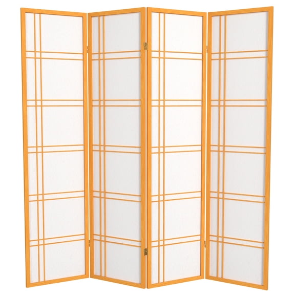6 ft. Tall Double Cross Shoji Screen - Honey - 4 Panels