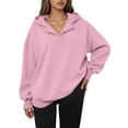 thumbnail image 4 of Womens Oversized Hoodies V Neck Sweatshirts Long Sleeve Pullover Loose Clothes 2025 Fall Trendy Tops Pink 2XL, 4 of 7