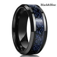 thumbnail image 1 of Fashion Men's 8mm Red Tungsten Wedding Celtic Dragon Rings Inlaid Blue Zircon Stainless Steel Green Carbon Fibre Rings For Men E 10, 1 of 6