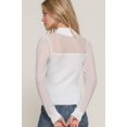 thumbnail image 4 of Long Slv Mesh Panel Detail Sweater Top, 4 of 5
