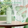thumbnail image 5 of Collapsible Silicone Travel Water Bottle 20oz (600ml) Reuseable Leakproof Foldable Sports Bottle with Carrying Strap Green, 5 of 9