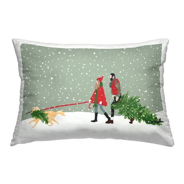 Stupell Industries Couple & Christmas Tree Decorative Printed Throw Pillow, 14 x 20
