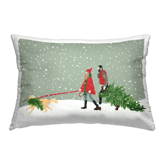 Stupell Industries Couple & Christmas Tree Decorative Printed Throw Pillow, 14 x 20