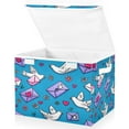 thumbnail image 2 of Large Collapsible Storage Box Flip Lid Fabric Decorative Organizer Container Basket with Handles 16.5×12.6×11.8in Cute Doves and Envelopes, 2 of 7