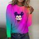 thumbnail image 1 of 2023 Women's O-neck New T-shirt Disney Mickey Mouse Print Top Spring Autumn Long-sleeved Casual Loose Vintage Women's T-shirtXXXL Gao Jinjia LED, 1 of 2