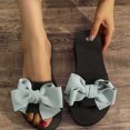 thumbnail image 4 of Women's Summer New One-line Rhinestone Pearl Over Flat Sandals Summer Sandals for Women Light Blue 37, 4 of 5