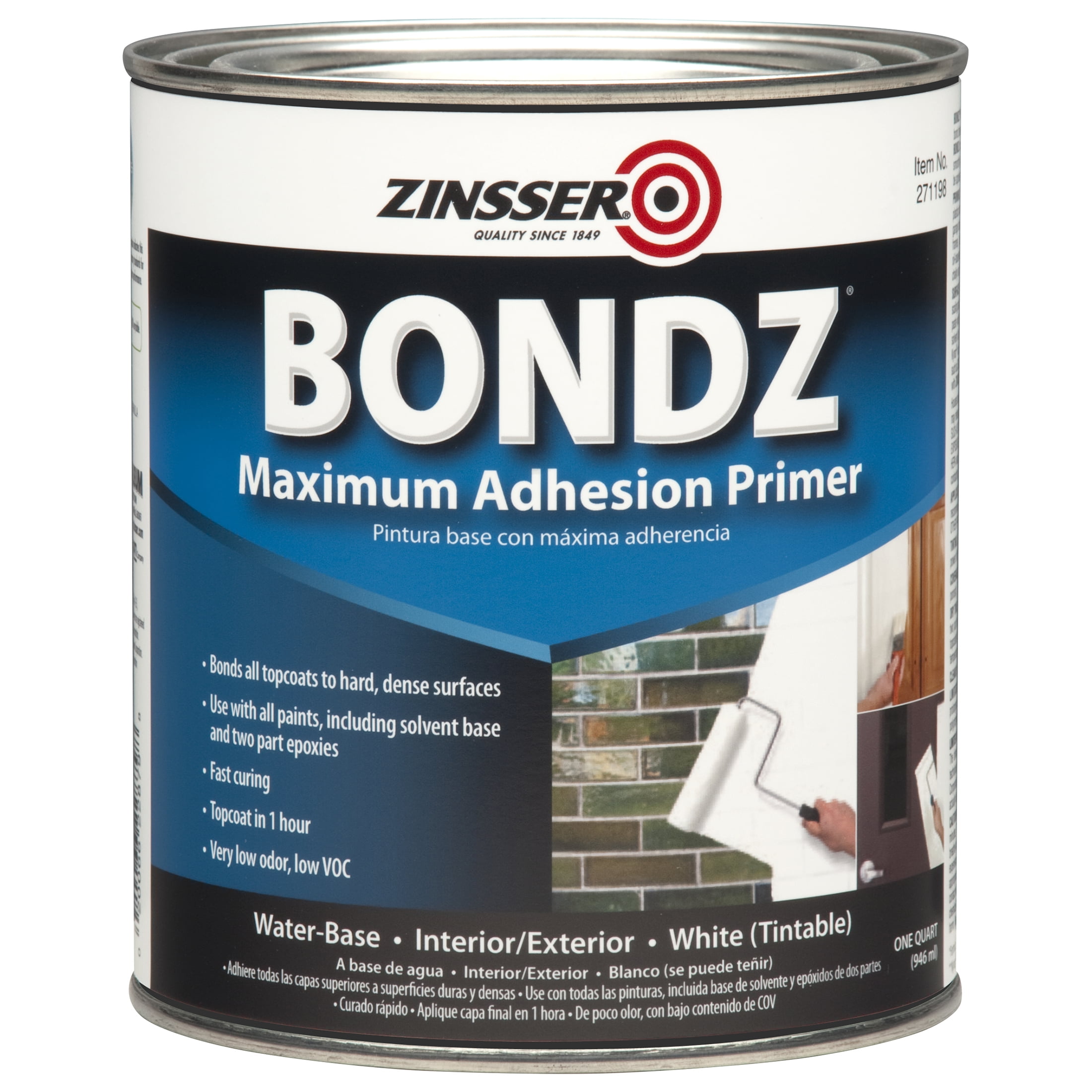 4 Pack, White, Zinsser Flat Bondz Maximum Adhesion Primer- Quart