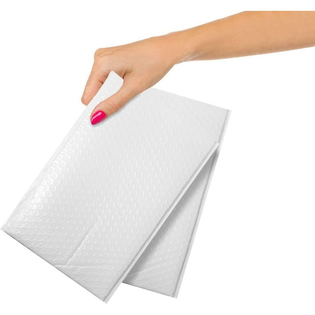 Pack de 50 sobres acolchados blancos de polietileno, 4 x 7 pulgadas, sobres con burbujas y cierre autoadhesivo