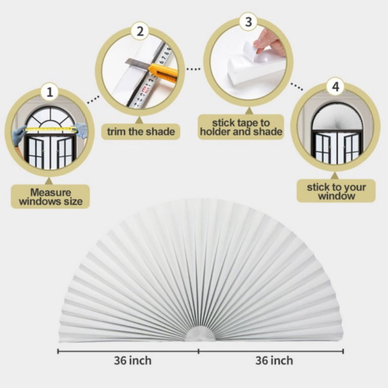 Window Flaps Adhesive Pleated Blinds For Windows Half Moon Window Shade,Arch Window ...