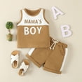 thumbnail image 3 of GYRATEDREAM Infant Baby Summer Outfits Toddler Boys Girls Sleeveless Color Matching Letter Print Tank Top + Elastic Waistband Drawstring Shorts with Pockets 2 Piece Sets for 0 Month-3 Years, 3 of 8