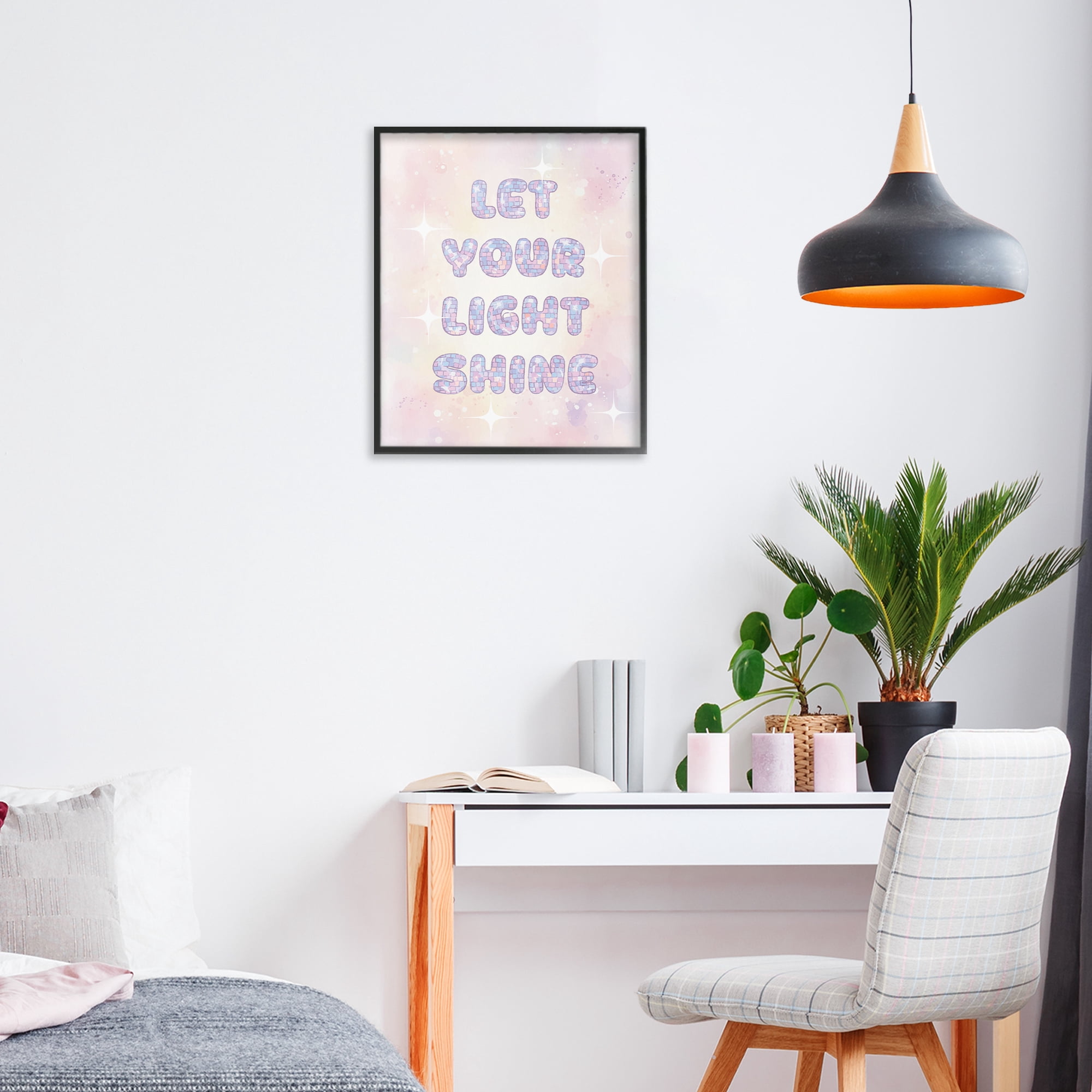 Stupell Industries Let Your Light Shine Pastels Black Framed Giclee Art, design by Lil' Rue