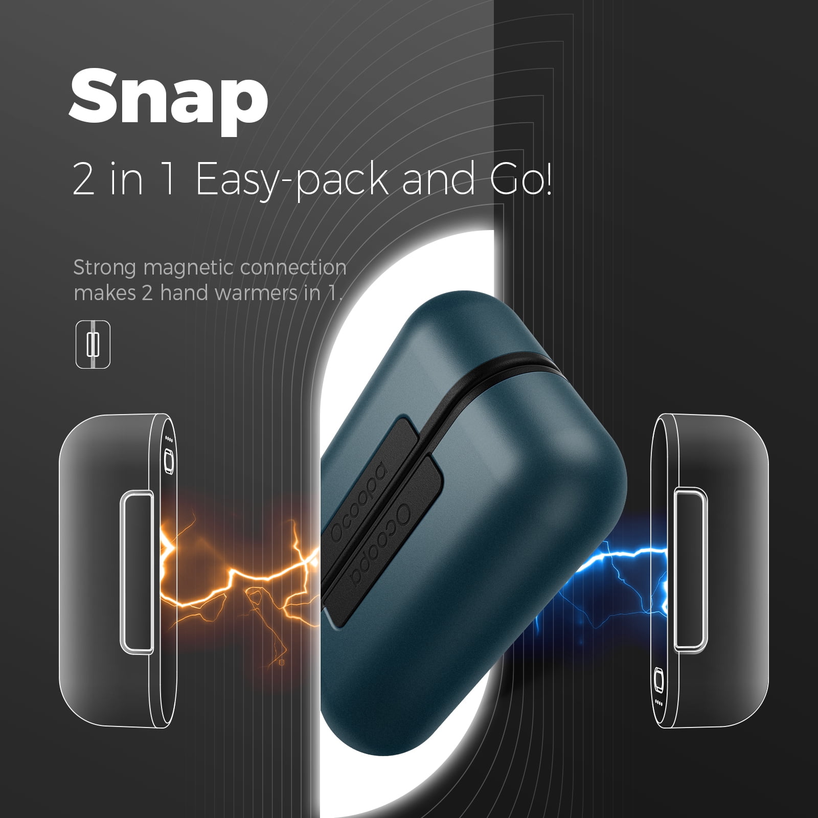Ocoopa Hand Warmers 2 Pack, 10000mAh Magnetic Electric Hand Warmers Rechargeable, 16 Hrs Warmth 4 Levels Heat up to 136℉, Tech Gifts for Men Women