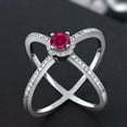 thumbnail image 3 of Gem Stone King 1.82 Cttw Round 5MM Red Created Ruby Criss Cross X Ring in 925 Sterling Silver for Women (Size 6), 3 of 5