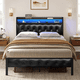 thumbnail image 1 of Cama Matrimonial FABATO con cabecera Puertos USB Luces LED, 1 of 7