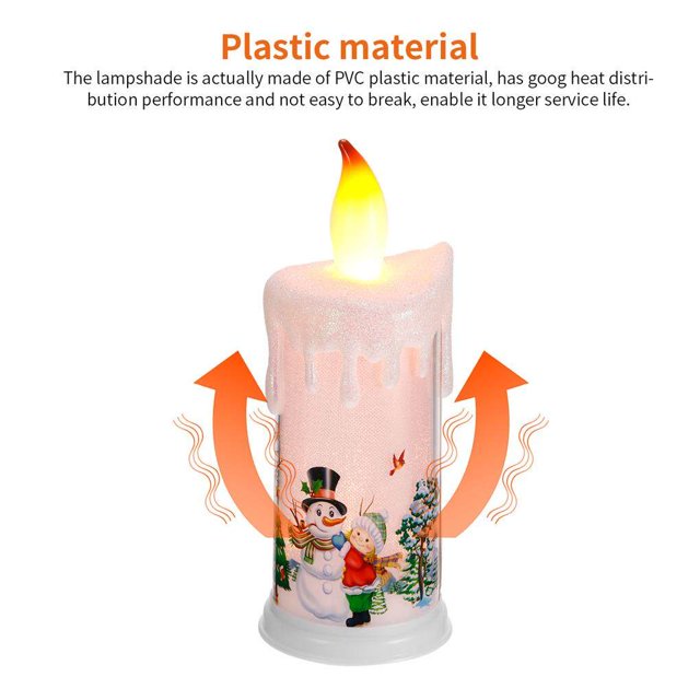 Xingzhi Simulation Candle Lamp with Snowman/Santa Clause Patterns Electric Simulation Modeling Candle Light Battery Powered Atmosphere LED Lamp for Festival Christmas