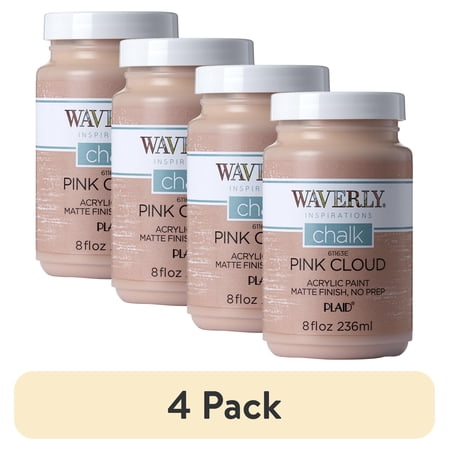 (4 pack) Waverly Inspirations Chalk Paint, Ultra Matte, Pink Cloud, 8 fl oz