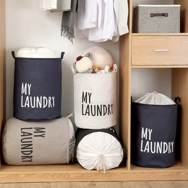 Laundry Basket Waterproof Foldable Drawstring Freestanding Handle Thickened Dirty Clothes Sundries Toys Storage Bag for Home