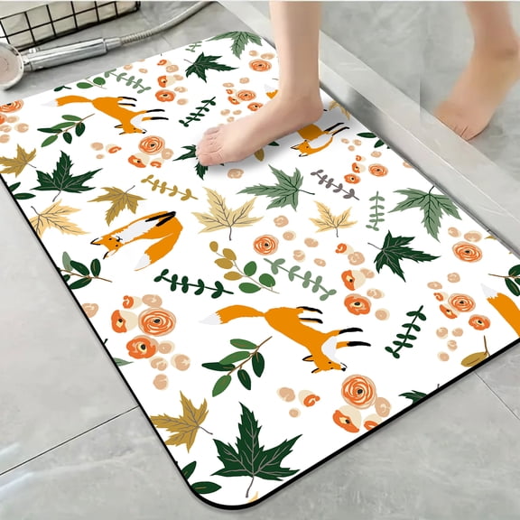 1pc Foxes in an Autumn Forest Bathroom Rug Bathroom Decor and Accessories- Durable,Anti Slip,And Quick Drying,Suitable For Indoor/outdoor Use - Perfect For Bathrooms,Bedrooms,Kitchens