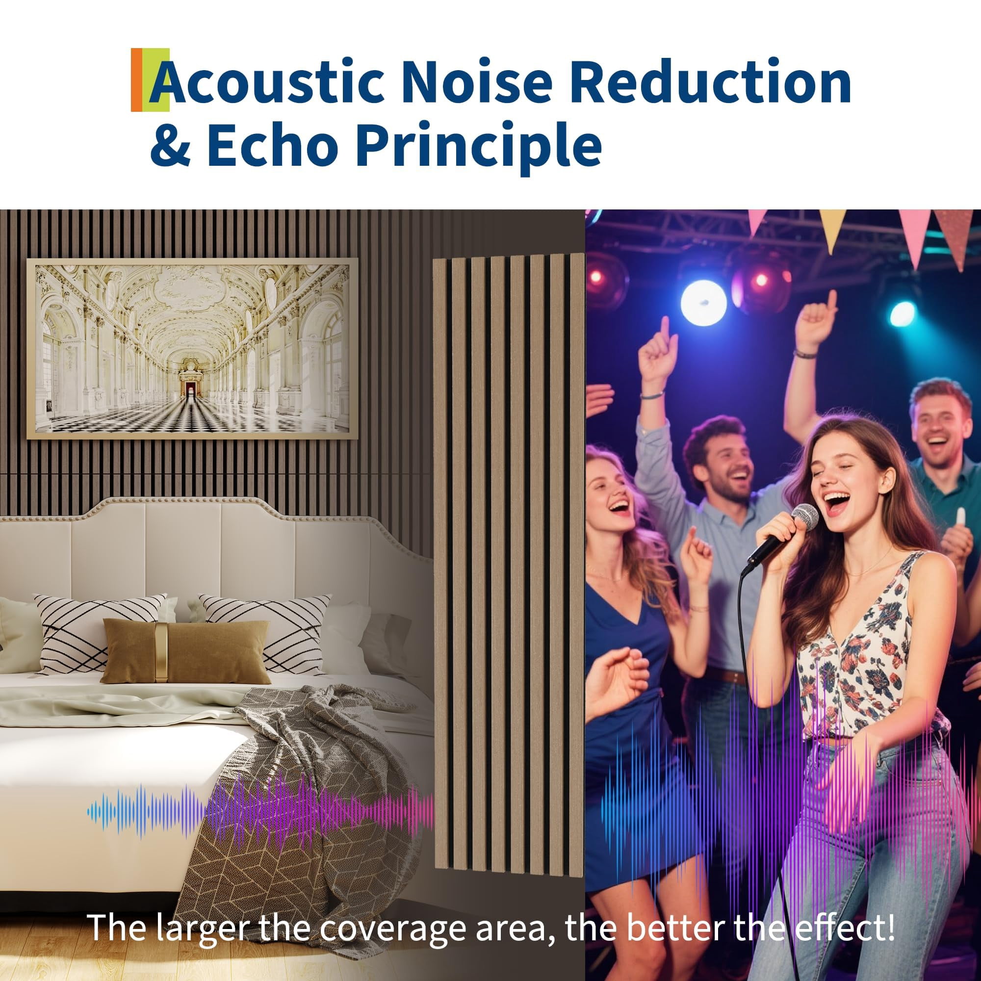 3D Wooden Wall Panels, Acoustic Sound Absorbing Tiles, Easy Peel Stick Installation, Modern Slat Wall Panels for Home Theater, Office, Studio, Bedroom, Living Room