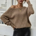 thumbnail image 2 of LYXSSBYX Women Fall Sweaters for Women 2022 Hot Sale Clearance Women's Hedging O-Neck Loose Solid Color Temperament Long Sleeve Strapless Sexy Knitting Tops Sweater, 2 of 9