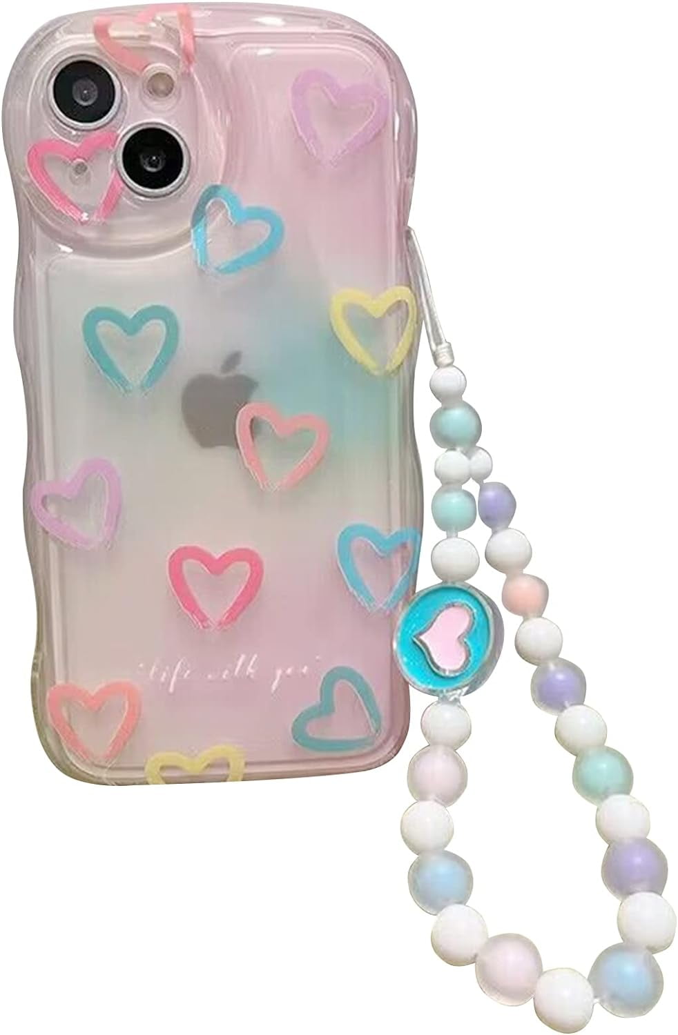 Smartphonica Custodia per iPhone 13 Pro Max con stampa di cuori rosa e rossi - Custodia backcover in TPU con design a cuori rosa e rossi