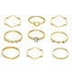 thumbnail image 2 of Anillo de las mujeres anillo de onda conjunto de 9 piezas de apertura de anillo de acero inoxidable anillo de desgaste apilados, 2 of 7