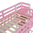 thumbnail image 4 of Kumix Twin over Twin Bunk Bed with Slide, Castle Style Bunk Bed with 2 Drawers 3 Shelves, Full Length Guardrail and Storage Staircase for Teens Adults, Wood Bunk Bed for Bedroom, Pink, 4 of 7
