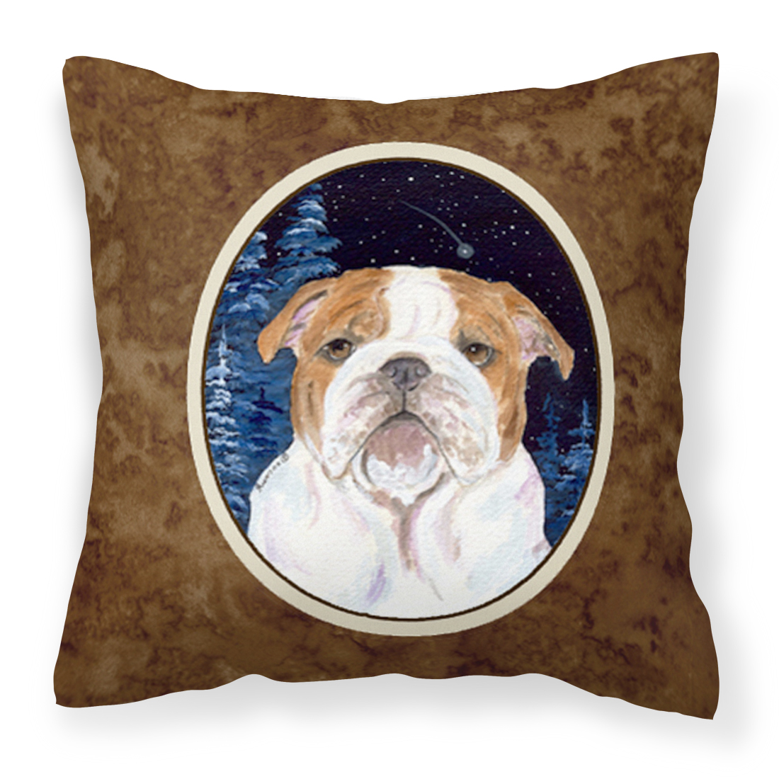 Starry Night English Bulldog Fabric Decorative Pillow