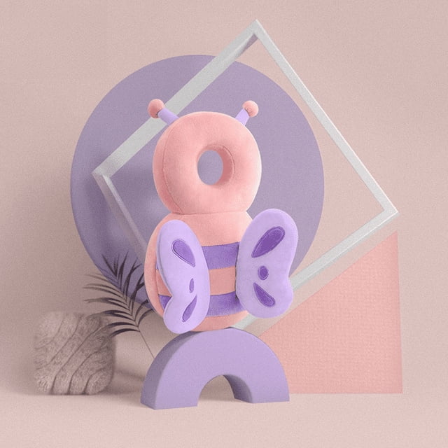 Almohadilla anticaída para bebés Reposacabezas anticaída para bebés Reposacabezas anticolisión para niños pequeños Almohadilla protectora para la cabeza Transpirable Mariposa rosa