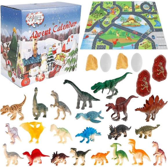XFGOU Calendrier de l'Avent Jouets et Passe-Temps 2024 Calendrier de l'Avent Dinosaure pour Enfants Compte à Rebours Calendrier de l'Avent 24 Jours Calendrier de Compte à Rebours vers Jouets de Noël Cadeau avec Figurine Différente Cadeau de Noël Idéal pour Garçons Filles
