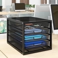thumbnail image 7 of Mesh Desk Organizer with 4 Tier Sliding Drawers, Office Supplies Desktop Organizers and Accessories Stationery Storage, Paper Sorter, File Binder Organizer for Home Office School,Black, 7 of 7