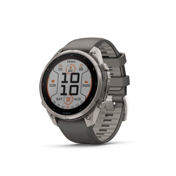 Garmin fenix 9 Pro – Solar, 47 mm Titanium with Pebble Gray/Silver Gray Silicone Band