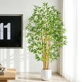 thumbnail image 4 of 5ft Artificial Bamboo Tree Indoor - Tall Faux Bamboo Plant with Natural Wood Trunk in Designer Pot with Wood Chips - Fake Plant for Home Office & Living Room, 4 of 10