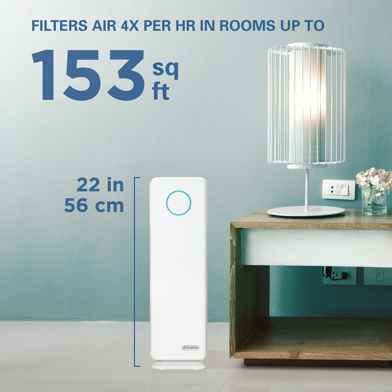 GermGuardian AC4300WPT Elite 3 in 1 Air Purifier with Pet Pure True HEPA Filter UV Sanitizer and Odor Reduction 22 Inch Tower Size Medium White