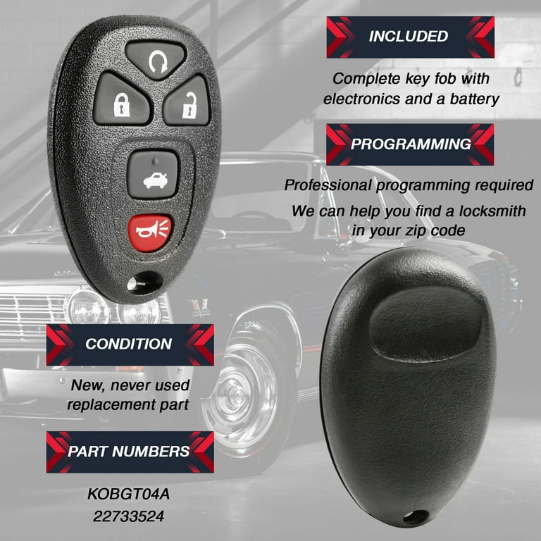 Replacement Key Fob Remote For 2004-2013 Buick LaCrosse, Chevy Cobalt, Pontiac G5, Saturn Aura - 5 Button (Lock, Unlock, Trunk, Panic, Remote Start)