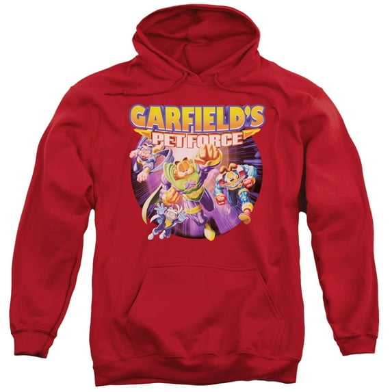 Garfield Pet Force Four Adult Pullover Hoodie Sweatshirt Red