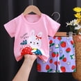thumbnail image 2 of HCNTES Toddler Baby Boy Girl Spring Summer Clothes Kids Outfits Set Short Sleeve Shirt Tops + Pants Set for Children(A-Pink,18-24 Months), 2 of 4