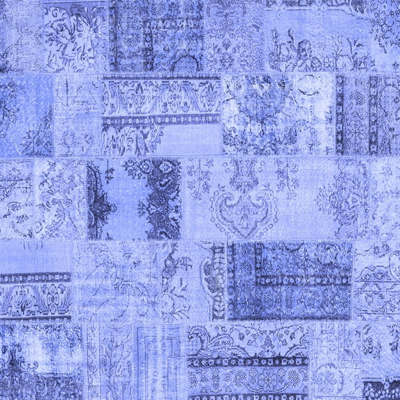 Ahgly Company Indoor Square Patchwork Blue Transitional Area Rugs, 8' Square