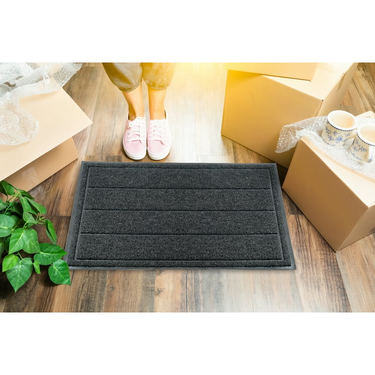 Emerson Essentials Doormats for Inside Entry, 2 Pack, RV Rugs for Inside,  Ultra Thin Indoor Door Mat Low Profile, Blank Oversized Front Entryway,  36x24, Waterproof Dog Crate Floor Protector – Black 