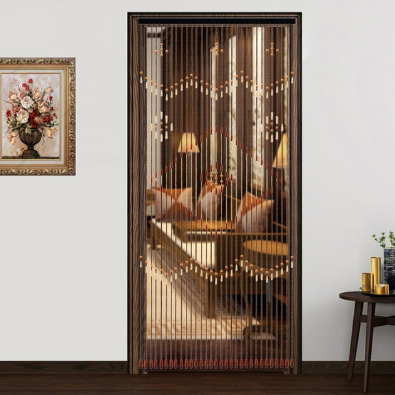 Handmade Wooden Beaded Door Curtain for Home Décor, Privacy Screen, and Room Divider - 81.88x35.43 Inches - Chocolate Brown, Versatile Bohemian Style