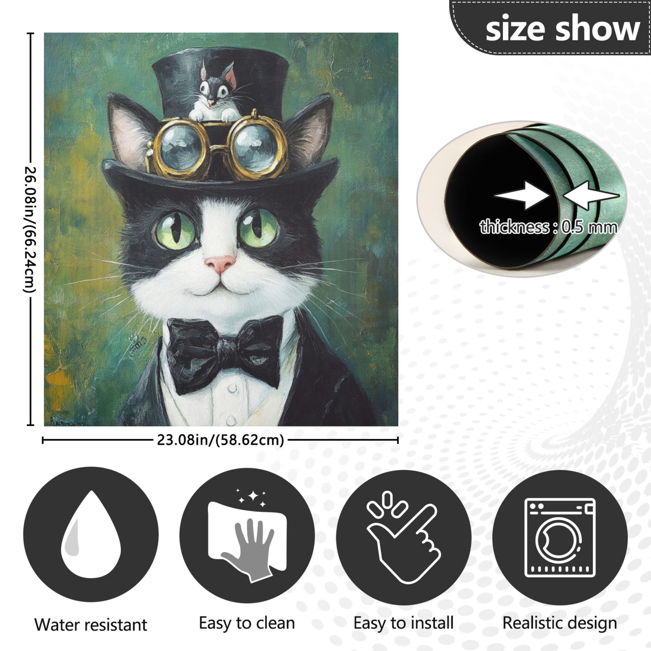 Dishwasher Magnetic Sticker 23x26 Inch Refrigerator Magnetic Sticker Washing Machine Magnetic Sticker Kitchen Panel Magnetic Sticker Home Decor Black Cat in Suit
