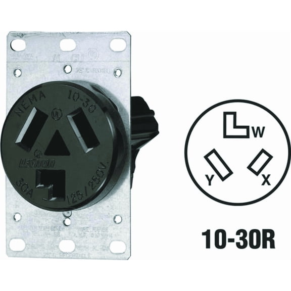 Leviton 30A Duplex Receptacle in Black — UL Listed for US Residential Electrical Code Compliance, Drop-in NEC-Standard Wiring