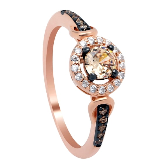 Tahisha Engagement Ring for Women Champagne Cubic Zirconia Rose Gold over Sterling Silver Ginger Lyne