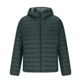 thumbnail image 3 of Mens Packable Puffer Jacket Lightweight Winter Hooded Coat Windproof Zipper down Outerwear with Pocket New Mens Loose Outerwear Green M, 3 of 8