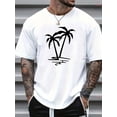 thumbnail image 3 of Palm Tree Mens TShirt Comfortable Crew Neck Casual Cotton ShortSleeves Soft Breathable Top Menswear Tshirt Summer Spring Streetwear Cotton Fabric Trendy Letter Print, 3 of 12