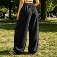 thumbnail image 5 of Bxsruta Womens Cargo Pants Wide Leg Baggy Joggers Drawstring Elastic Waist Casual Trousers with Pockets, 5 of 7