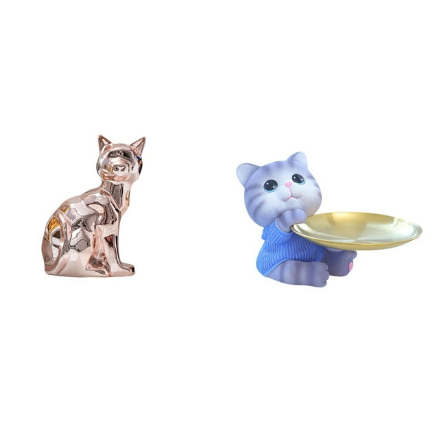 Figura de escritorio,Estante de estatua de gato para escritorio,oficina,decoración del hogar,Figura de oso,Bandeja para gatos Bandeja para dulces para gatos Bandeja para estatuas de