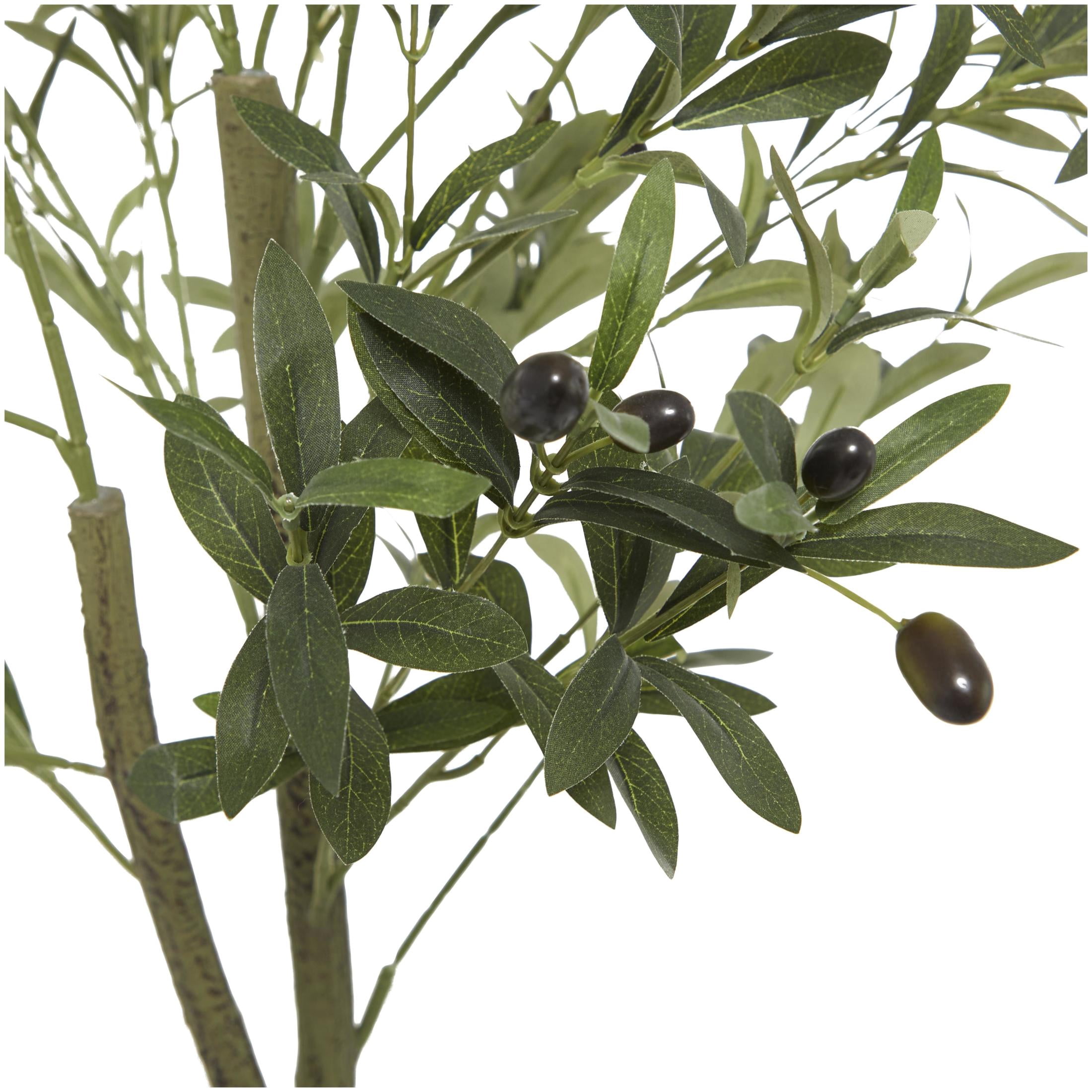 DecMode 59" Artificial Olive Tree in Realistic Leaves and Black Melamine Pot